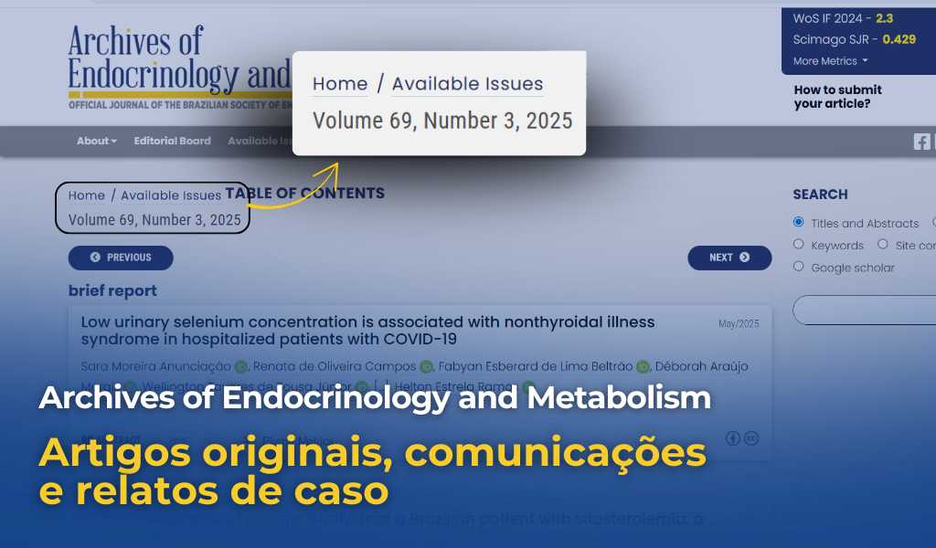 Volume 3 de 2025 do Archives of Endocrinology and Metabolism Está Disponível