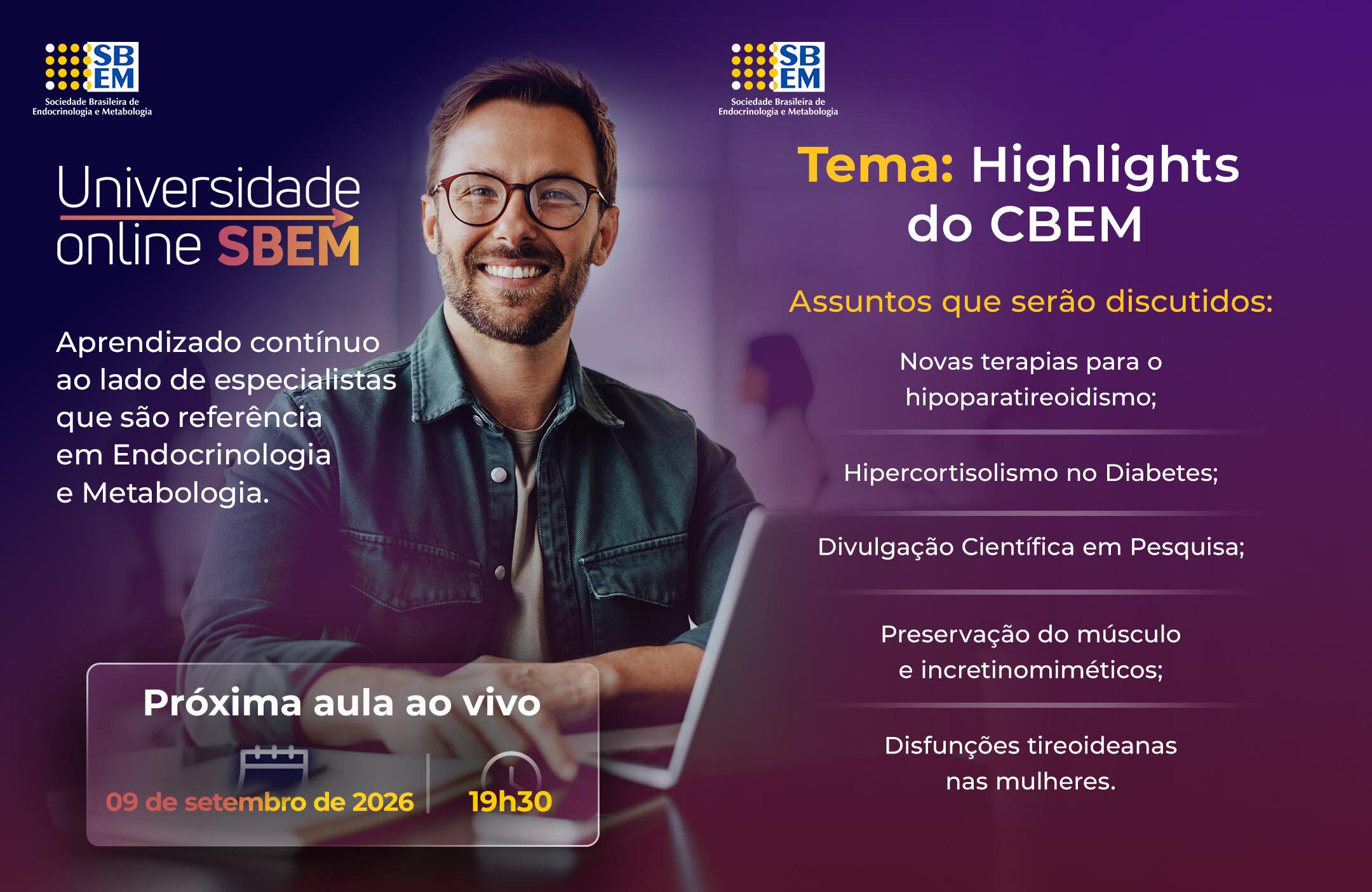 Universidade Online SBEM Destaca Highlights do CBEM em Aula ao Vivo